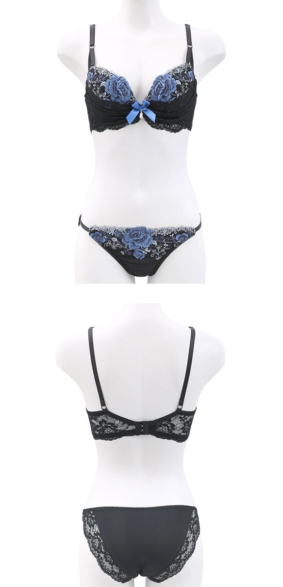 サンエイ 脇高 ゴージャスフラワー ブラセット ABCD 脇肉 はみ肉すっきり 脇寄せ ブラジャー ショーツ セット 美胸 谷間 丸胸 SANEI