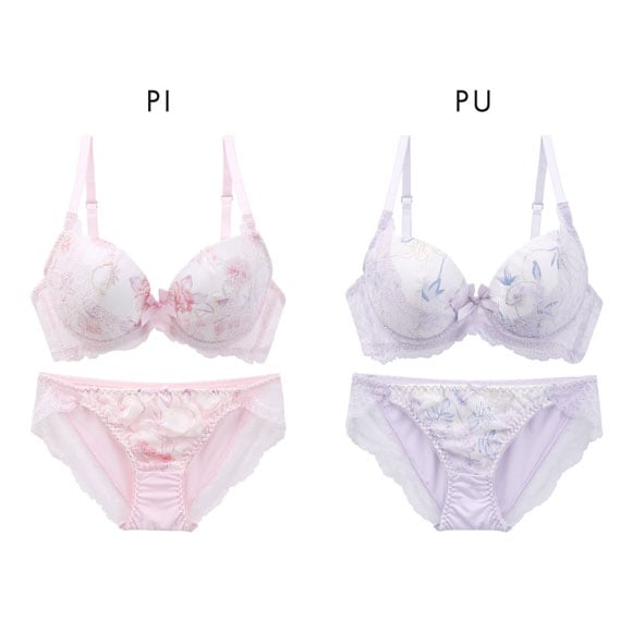 サンエイ 脇高 パステルフラワー ブラセット ABCD 脇肉 はみ肉すっきり 脇寄せ ブラジャー ショーツ セット 美胸 谷間 丸胸 SANEI