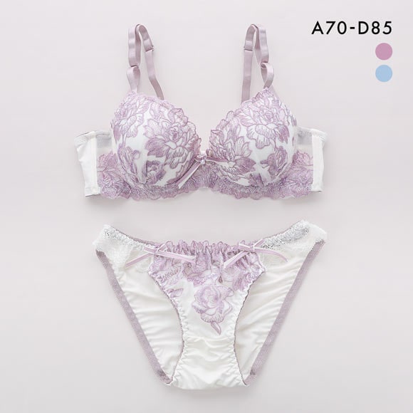 サンエイ 脇高 エレノアフラワー ブラセット ABCD 脇肉 はみ肉すっきり 脇寄せ ブラジャー ショーツ セット 美胸 谷間 丸胸 SANEI