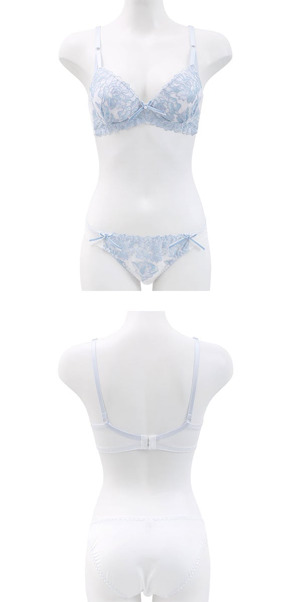 サンエイ 脇高 エレノアフラワー ブラセット ABCD 脇肉 はみ肉すっきり 脇寄せ ブラジャー ショーツ セット 美胸 谷間 丸胸 SANEI