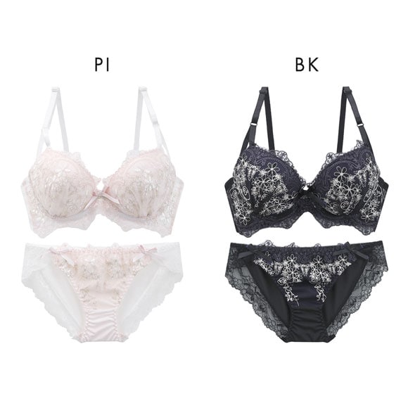 サンエイ 脇高 アンティークレーシィフラワー ブラセット ABCD 脇肉 はみ肉すっきり 脇寄せ ブラジャー ショーツ セット 美胸 谷間 丸胸 SANEI