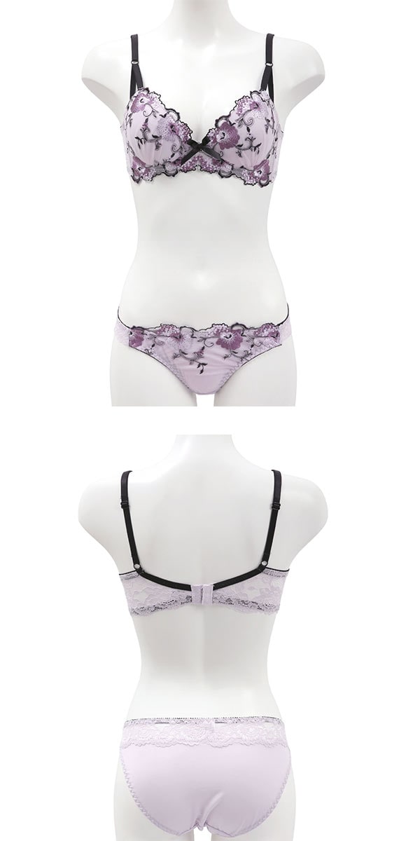 サンエイ 脇高 シックフラワー ブラセット ABCD 脇肉 はみ肉すっきり 脇寄せ ブラジャー ショーツ セット 美胸 谷間 丸胸 SANEI