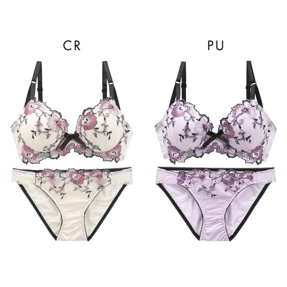 サンエイ 脇高 シックフラワー ブラセット ABCD 脇肉 はみ肉すっきり 脇寄せ ブラジャー ショーツ セット 美胸 谷間 丸胸 SANEI