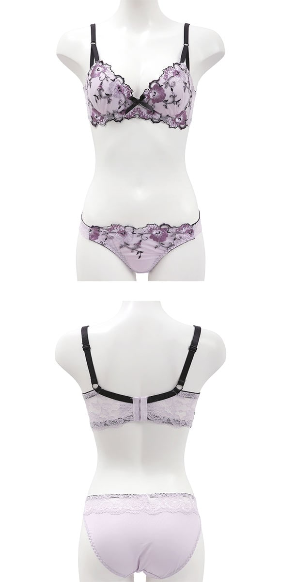 サンエイ 脇高 シックフラワー ブラセット EF 大きいサイズ グラマー 脇肉 はみ肉すっきり 脇寄せ ブラジャー ショーツ セット 美胸 谷間 丸胸 SANEI