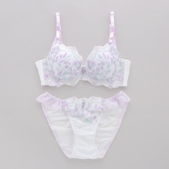 サンエイ 脇高 ガーリーフラワーブーケ ブラセット EF 大きいサイズ グラマー 脇肉 はみ肉すっきり 脇寄せ ブラジャー ショーツ セット 美胸 谷間 丸胸 SANEI