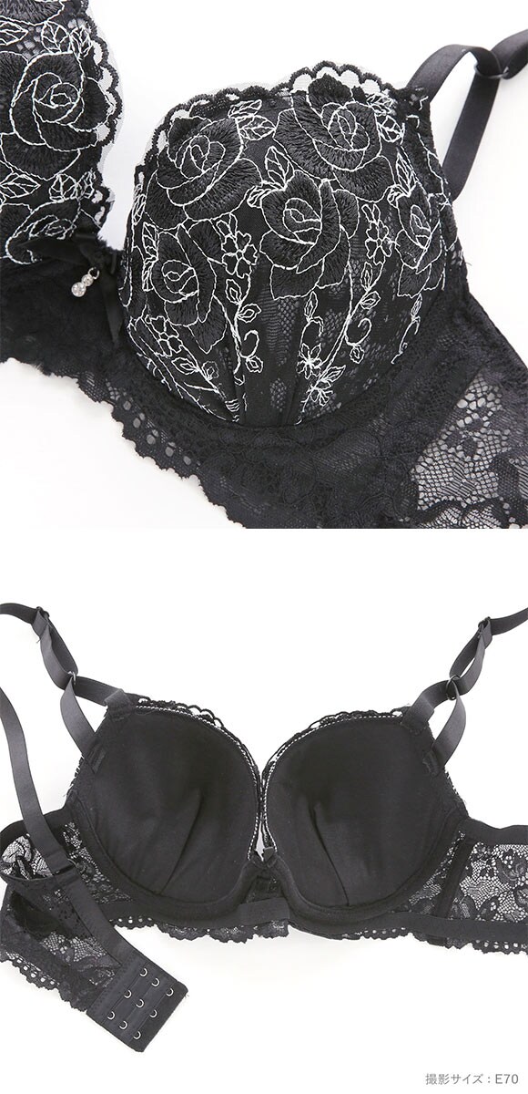 サンエイ 脇高 グロッシーローズレース ブラセット EF 大きいサイズ グラマー 脇肉 はみ肉すっきり 脇寄せ ブラジャー ショーツ セット 美胸 谷間 丸胸 SANEI