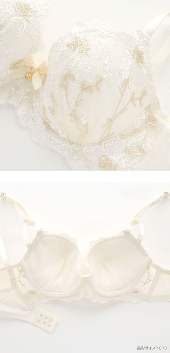 サンエイ 脇高 リュクスフラワー刺繍 ブラセット ABCD 脇肉 はみ肉すっきり 脇寄せ ブラジャー ショーツ セット 美胸 SANEI