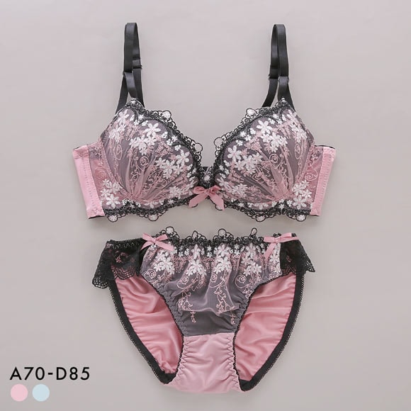 サンエイ 脇高 ブラック ブラセット ABCD 脇肉 谷間 盛り はみ肉すっきり 脇寄せ ブラジャー ショーツ セット 美胸 SANEI