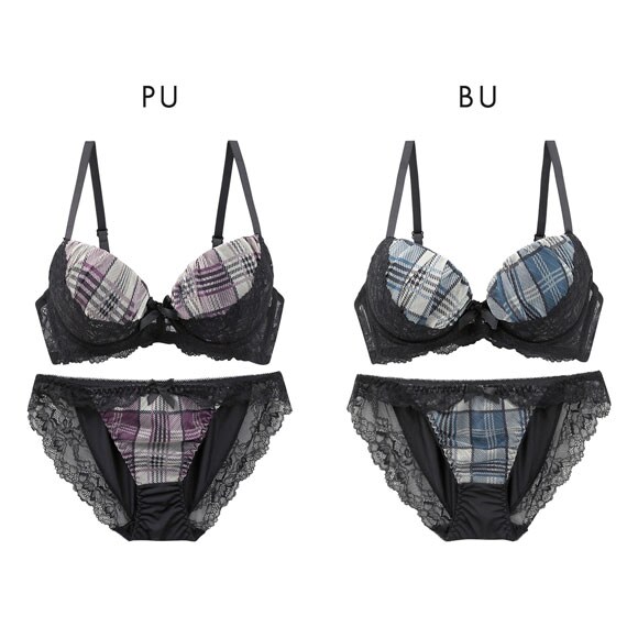 サンエイ 脇高 グロッシーチェック ブラセット ABCD 脇肉 はみ肉すっきり 脇寄せ 着やせ ブラジャー ショーツ セット SANEI