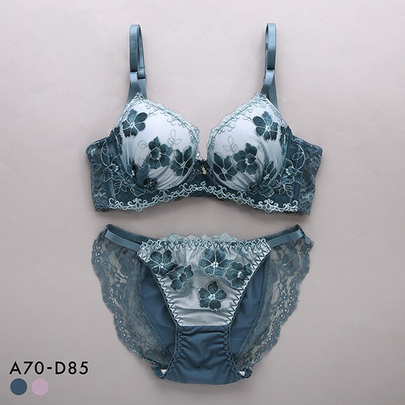 サンエイ 脇高 ミスティックフラワー ブラセット ABCD 脇肉 谷間 盛り はみ肉すっきり 脇寄せ ブラジャー ショーツ セット 美胸 SANEI