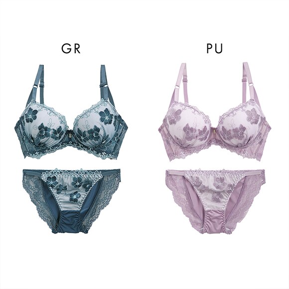 サンエイ 脇高 ミスティックフラワー ブラセット ABCD 脇肉 谷間 盛り はみ肉すっきり 脇寄せ ブラジャー ショーツ セット 美胸 SANEI