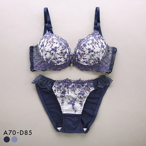 サンエイ 脇高 クリスタルブーケ ブラセット ABCD 大きいサイズ グラマー はみ肉すっきり ブラジャー ショーツ セット SANEI