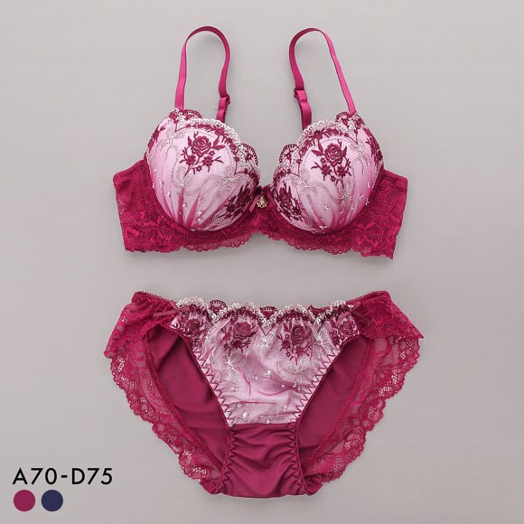 サンエイ 脇高 ロココ調ローズリボン ブラセット ABCD 脇肉 はみ肉すっきり 脇寄せ 着やせ ブラジャー ショーツ セット SANEI