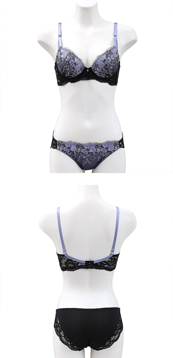 サンエイ 脇高 ゴージャスフラワー刺繍 ブラセット ABCD サイドリボンショーツ ブラジャー ショーツ セット 脇肉 はみ肉すっきり 脇寄せ 美胸 丸胸 SANEI