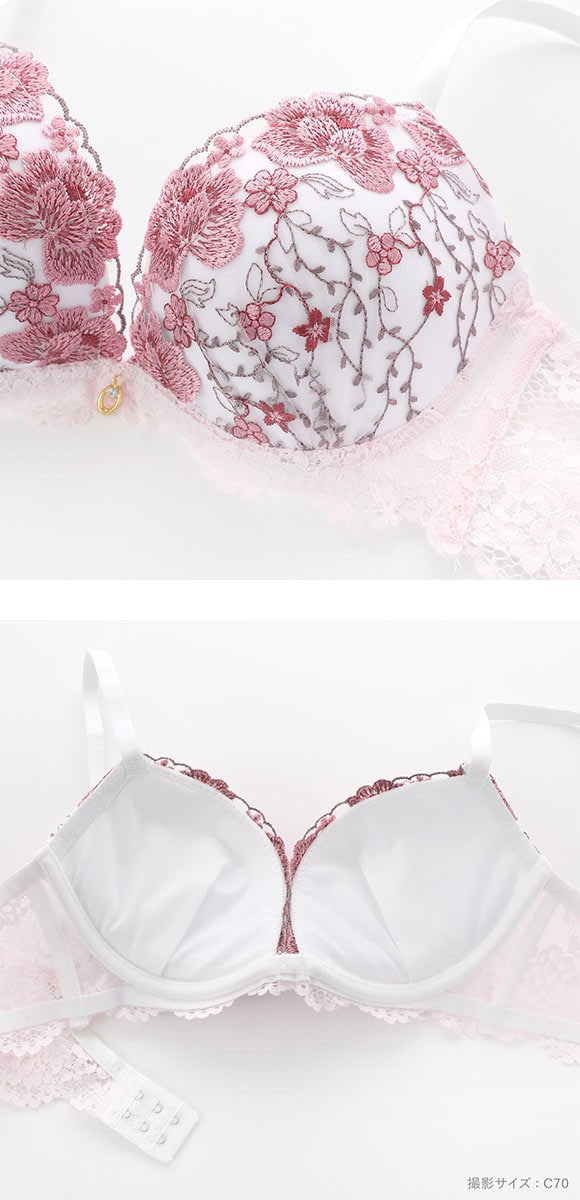 サンエイ 脇高 フラワーガーデン ブラセット ABCD サイドリボンショーツ 横紐 脇肉 はみ肉すっきり 脇寄せ 美胸 育乳 丸胸 SANEI