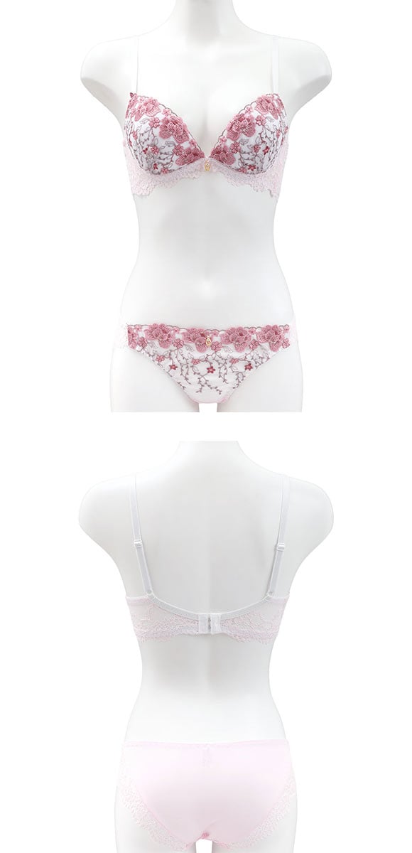 サンエイ 脇高 フラワーガーデン ブラセット ABCD サイドリボンショーツ 横紐 脇肉 はみ肉すっきり 脇寄せ 美胸 育乳 丸胸 SANEI