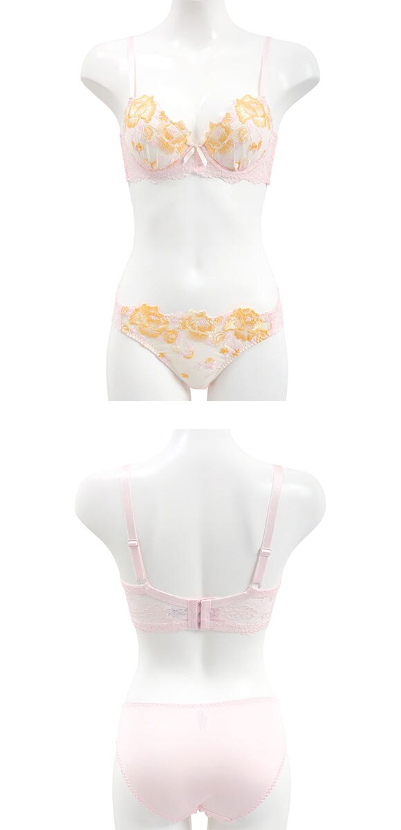 サンエイ 脇高 ビビットフラワー ブラセット EF 大きいサイズ グラマー 脇肉 谷間 盛り ブラジャー ショーツ セット 美胸 SANEI