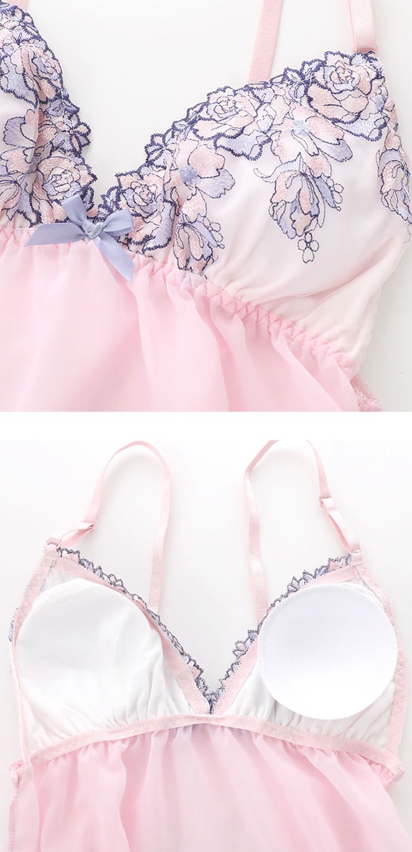 サンエイ シャイニーローズ カップ付き スリップ＆ショーツ ランジェリー ベビードール キャミ 上下セット SANEI