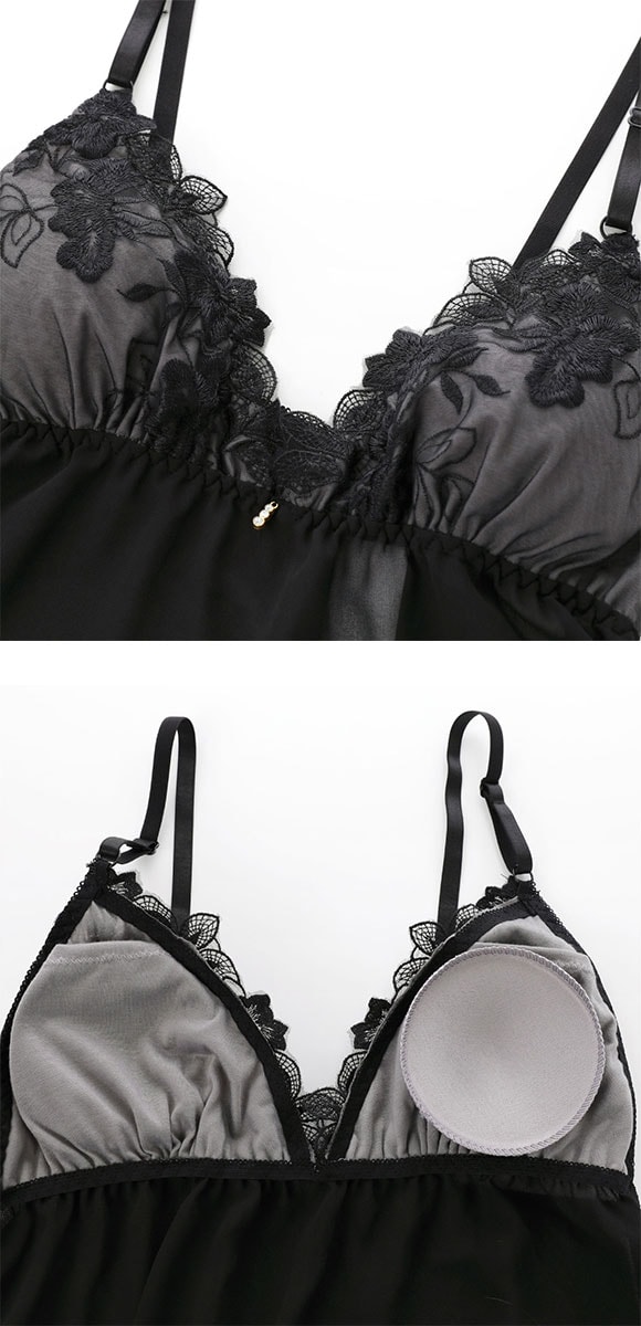 サンエイ クラシカルフロレゾン カップ付き スリップ＆ショーツ ランジェリー ベビードール キャミ 上下セット SANEI