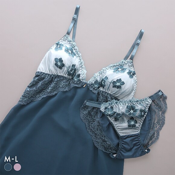 サンエイ ミスティックフラワー カップ付き スリップ＆ショーツ ランジェリー ベビードール キャミ 上下セット SANEI