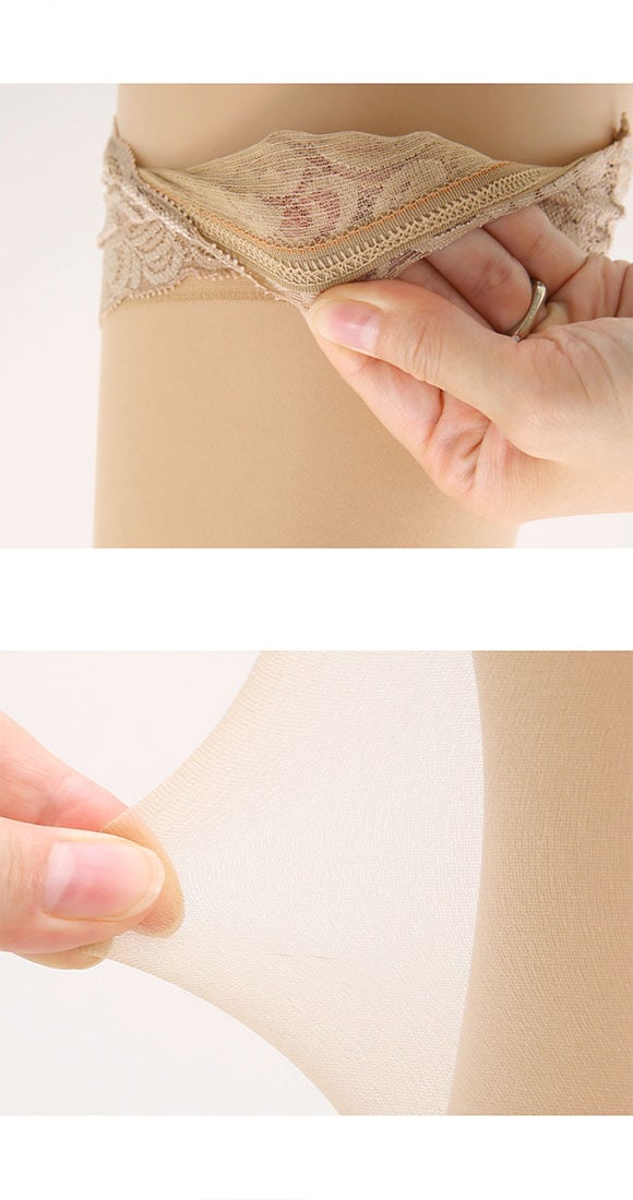 モア MORE ストッパーレース付き ガーターストッキング 日本製