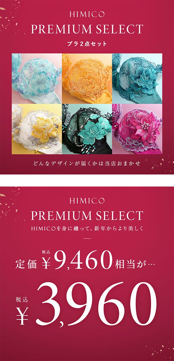 ヒミコ 2025年 福袋 ブラジャー 2点セット 大きいサイズ アンダー80 B C D E F ランジェリー HIMICO