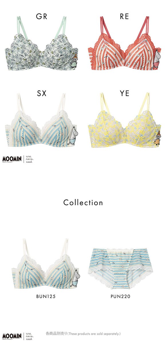 ウンナナクール 特別な日以外の364日つけたくなるブラ MOOMIN × une nana cool 364 レース ノンワイヤーブラ 364ブラ ムーミン une nana cool