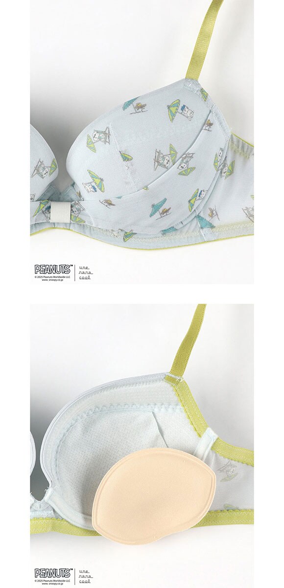 ウンナナクール PEANUTS × une nana cool リボンブラ 胸もとフィットながもち 動いても、キレイはつづく 3/4カップブラジャー 大きいサイズ
