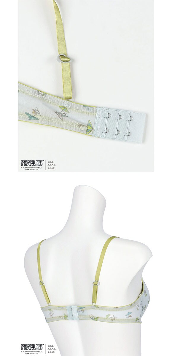 ウンナナクール PEANUTS × une nana cool リボンブラ 胸もとフィットながもち 動いても、キレイはつづく 3/4カップブラジャー 大きいサイズ
