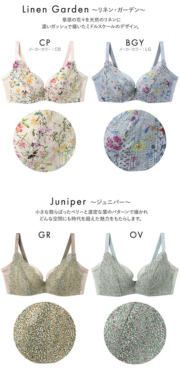 ウンナナクール 脇スッキリ さあ、わたし MADE WITH LIBERTY FABRIC レース 3/4カップブラジャー une nana cool 大きいサイズ