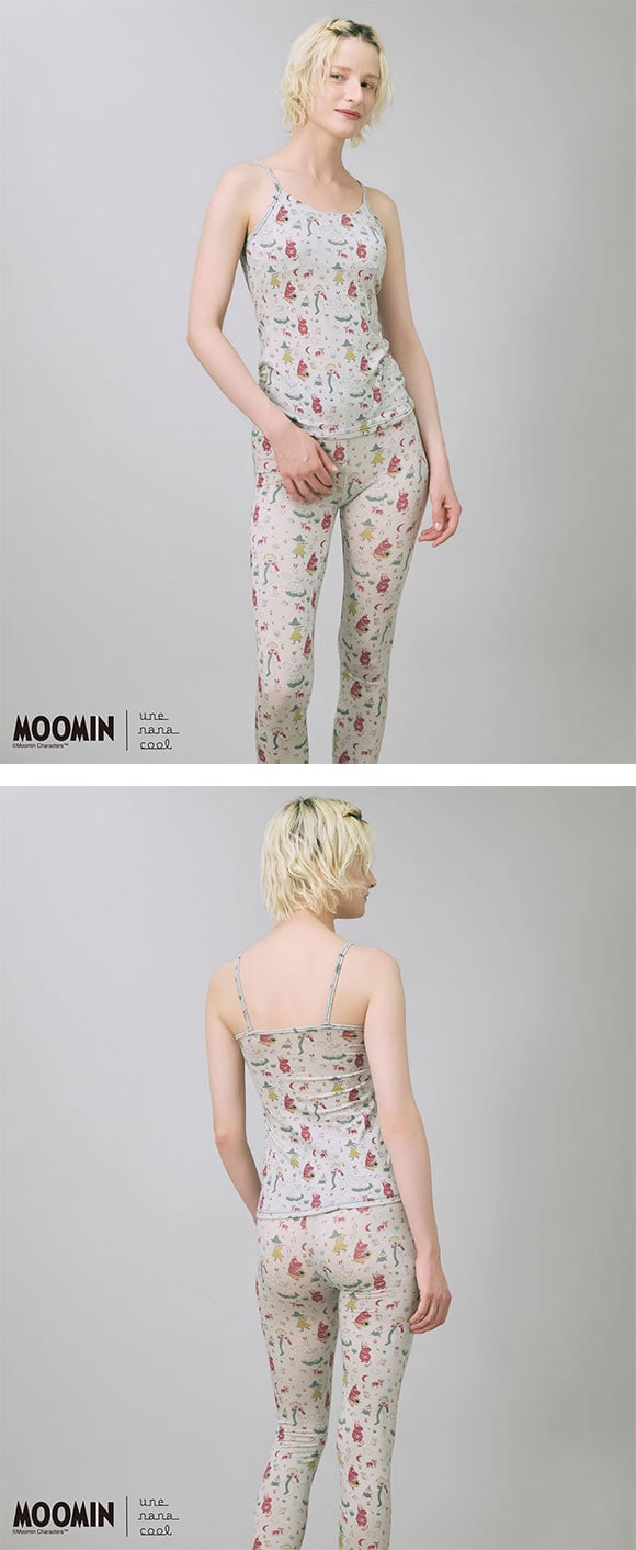 ウンナナクール MOOMIN × une nana cool ハラマキ付きレギンス ボトムス 足首丈 ムーミン