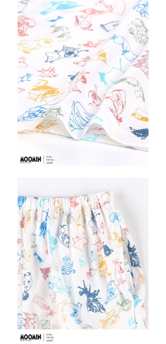 ウンナナクール MOOMIN × une nana cool 綿100％ 開襟パジャマ ルームウェア パジャマ 上下セット 長袖 レディース