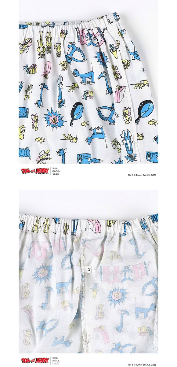 ウンナナクール トムとジェリー × une nana cool 綿100 長袖開襟パジャマ ルームウェア 上下セット レディース une nana cool