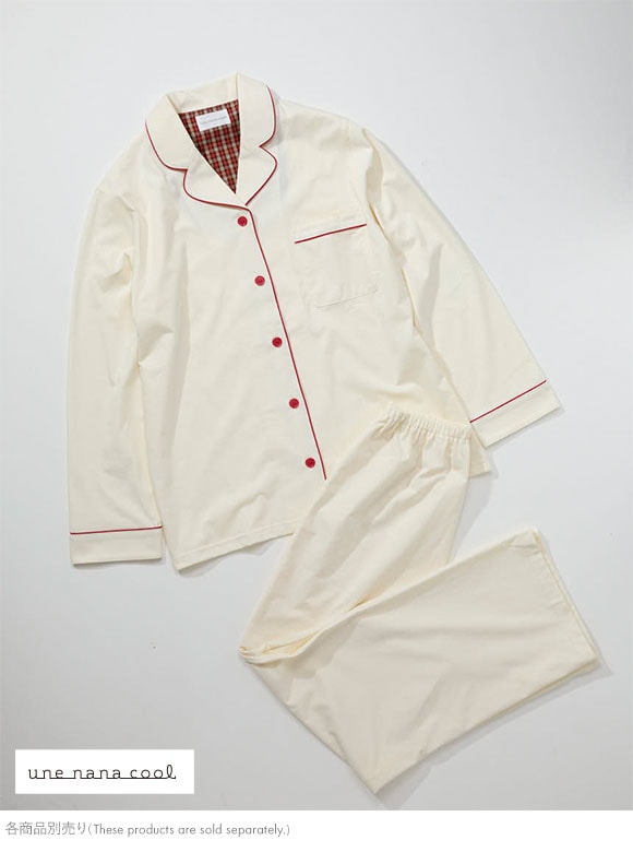 ウンナナクール 綿混 なめらか天竺パジャマ ルームウェア 上下セット 長袖 レディース une nana cool