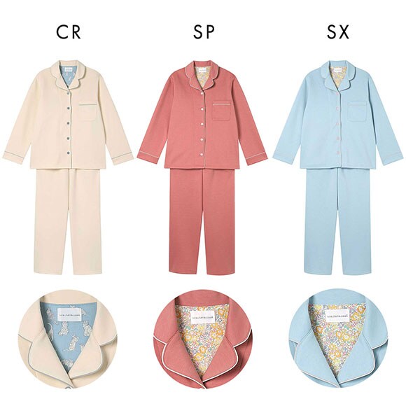 ウンナナクール 綿混 ハイゲージダブルエアー 長袖開襟パジャマ MADE WITH LIBERTY FABRIC ルームウェア パジャマ 上下セット une nana cool