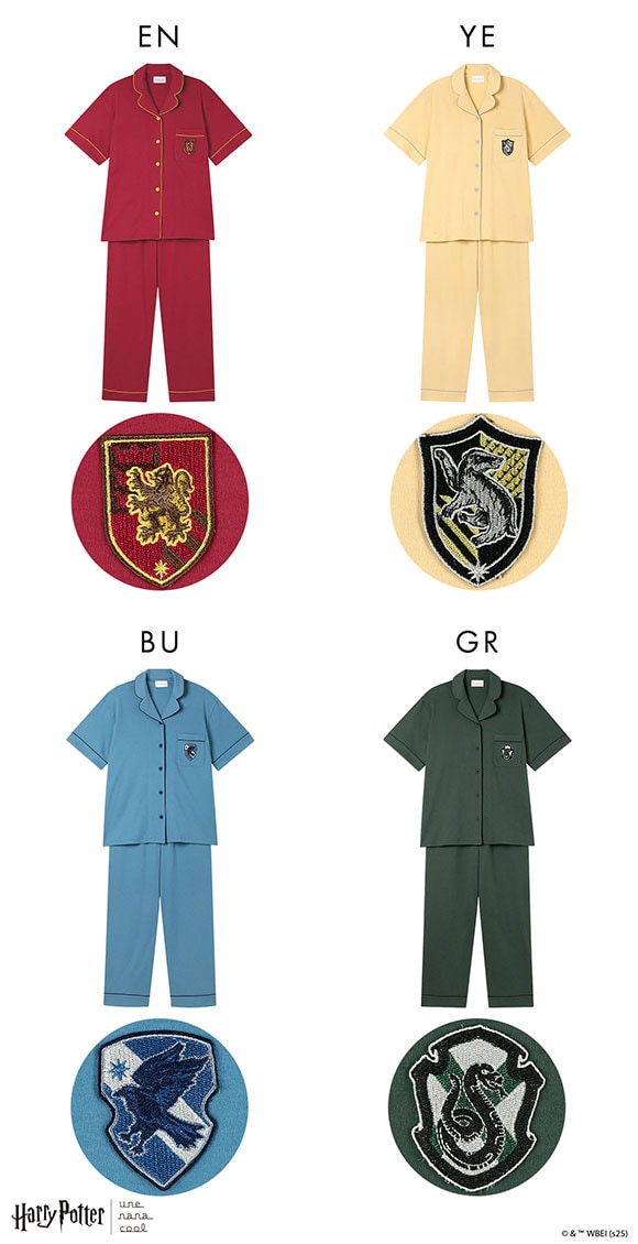 ハリー・ポッター × ウンナナクール Harry Potter 綿100％ 開襟半袖パジャマ ルームウェア パジャマ 上下セット une nana cool