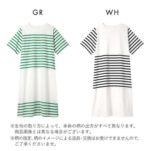 ウンナナクール une nana cool 綿100％ 60ハイゲージ天竺パネルボーダー半袖ワンピース パジャマ MADE WITH LIBERTY FABRIC