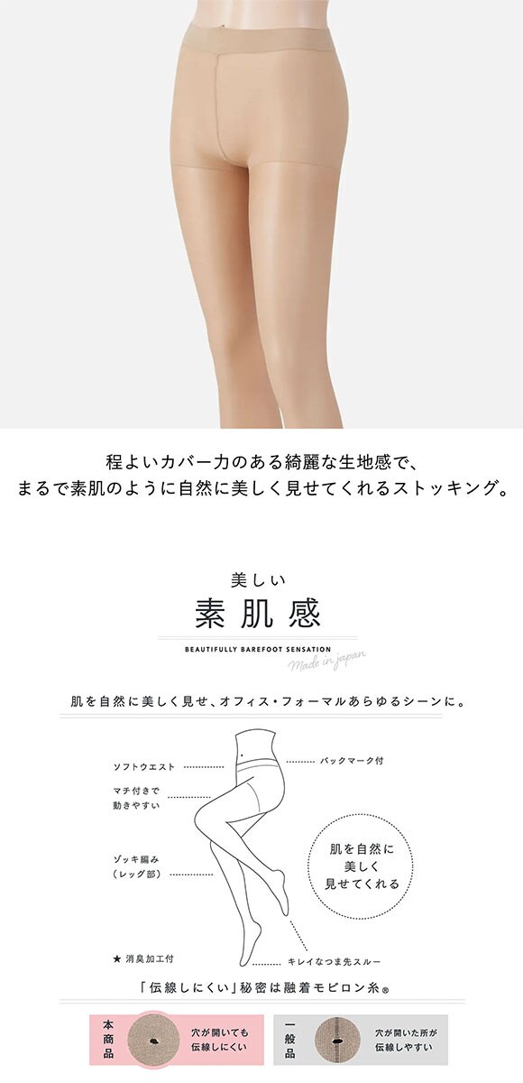 タビオ Tabio 美しい素肌感ストッキング 定番 パンスト 伝線しにくい TLサイズ レディース 日本製