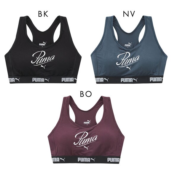 プーマ 筆記体ロゴ ハーフトップ レディース ブラジャー スポーツブラ PUMA