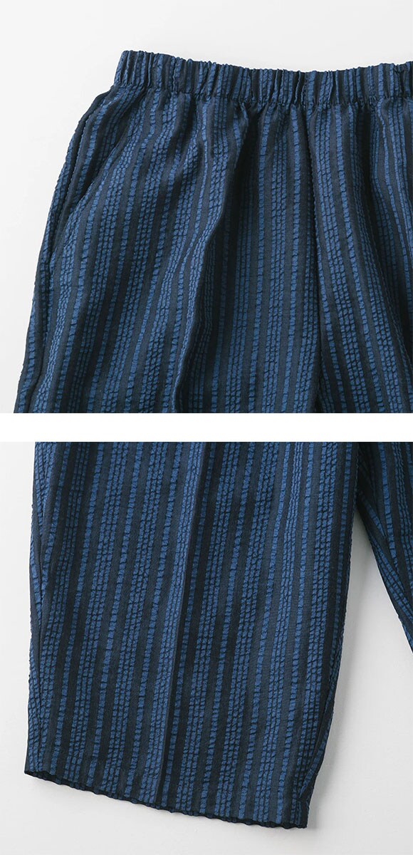 SUKENO おにわパンツ 7分丈 サッカー生地 無地 メンズ ルームウェア 助野