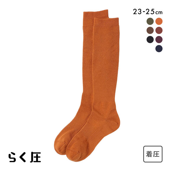 SUKENO らく圧×美容師コラボ 綿混 着圧 ハイソックス レディース ソックス 靴下 23-25cm