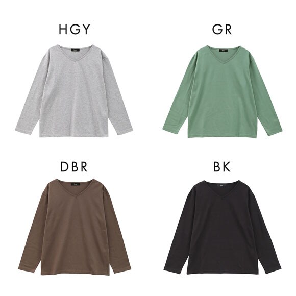 ニッセン 綿100％汗染みしにくいVネック 長袖 Tシャツ SM nissen