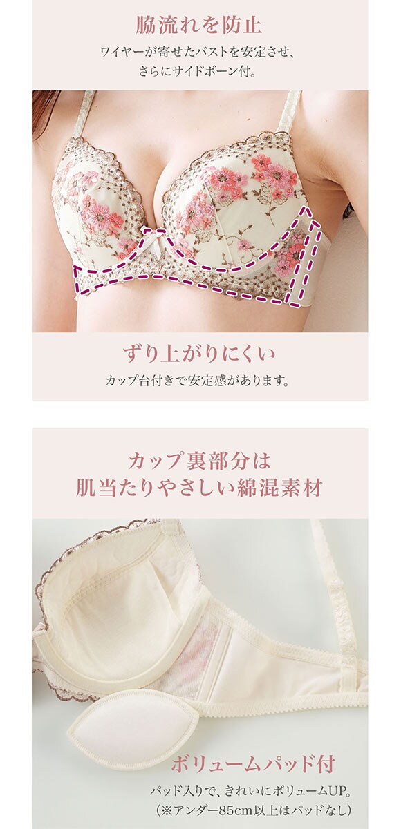 【ニッセンとトリンプ共同企画】フラワーブラジャーショーツセット フラワーブーケ柄  EF