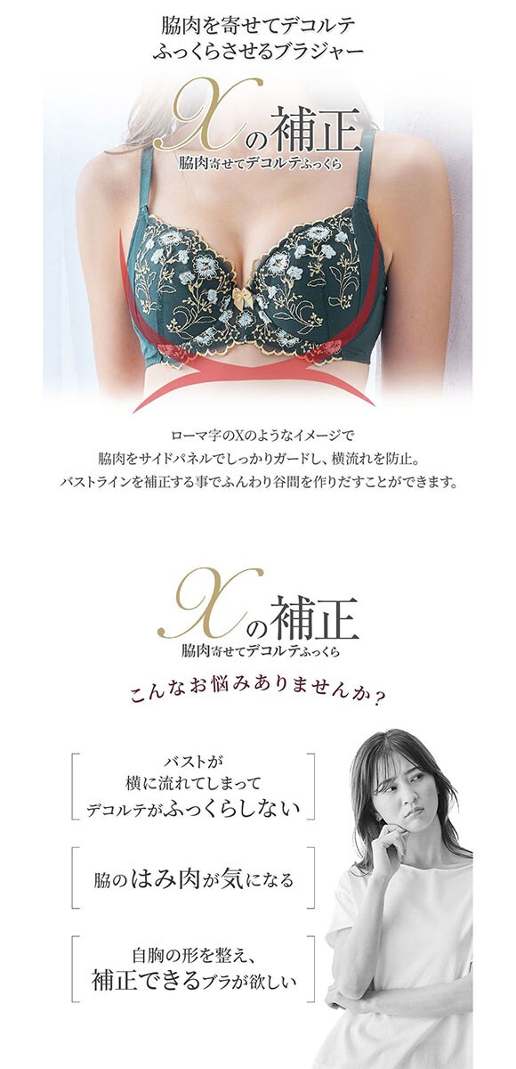 【ニッセンとトリンプ共同企画】Xの補正 スリムパネルキレイなシルエットつくるブラジャー ABCD