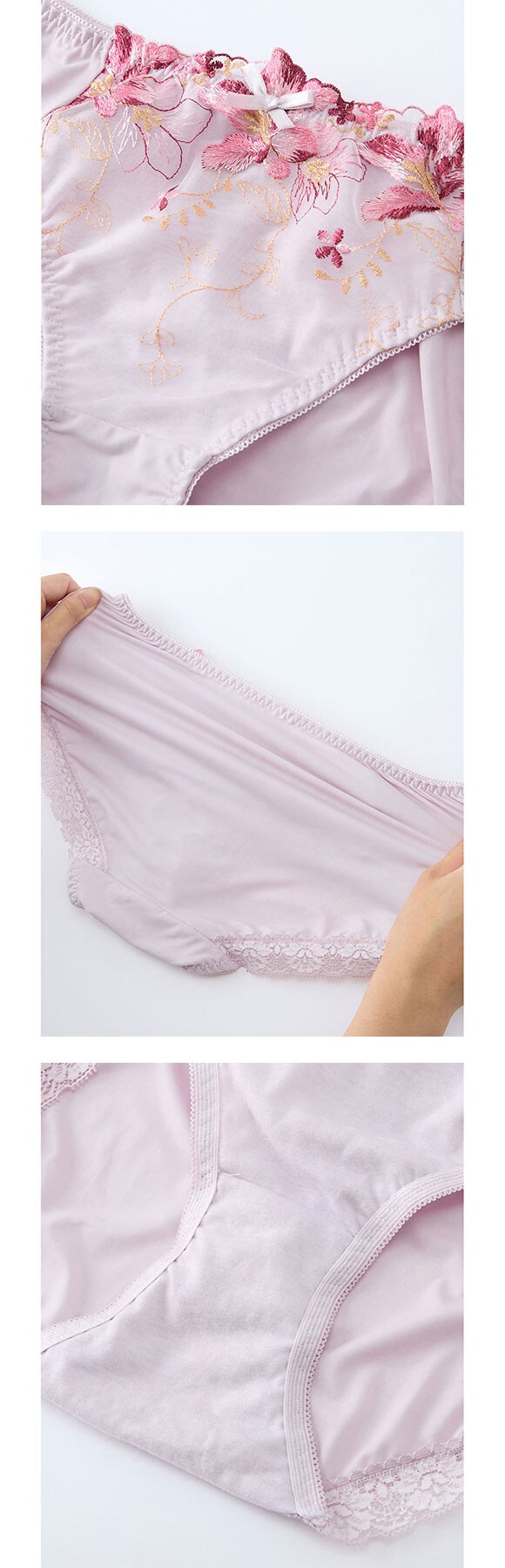 【ニッセンとトリンプ共同企画】Vの谷間 ペア やや深ばき丈花柄レースコーディネートショーツ M L