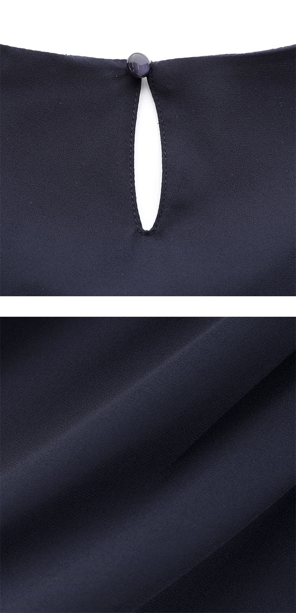 ニッセン カットソー裏地付 ジョーゼットフレア７分袖ブラウス L LL nissen