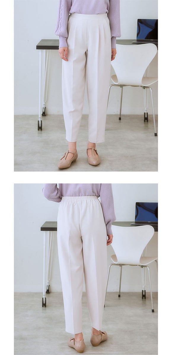 ニッセン ストレッチダブルクロスツータックテーパードパンツ しわになりにくい SM nissen