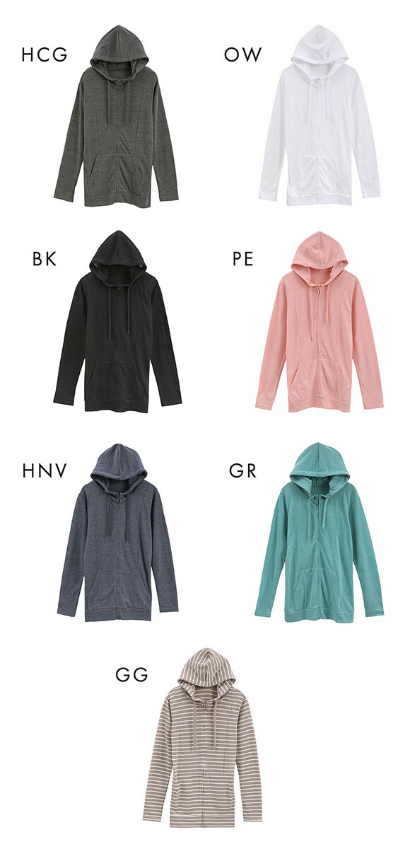 ニッセン 12分袖綿混うすカルロング丈パーカー UVカット 吸汗速乾 抗菌防臭 毛玉防止 L LL 3L NISSEN