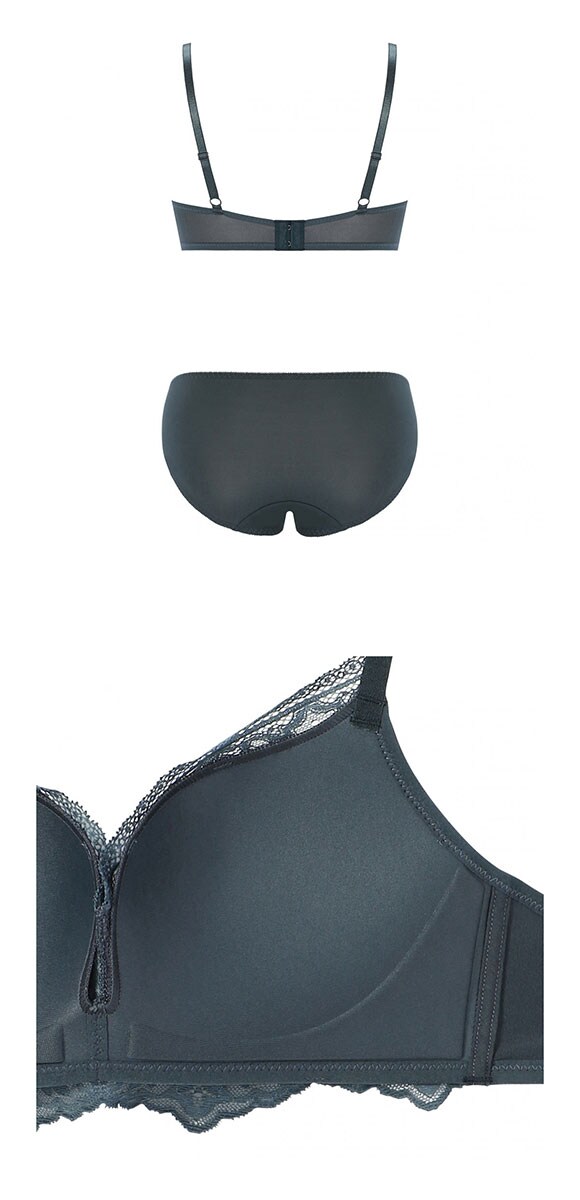 アモスタイル AMST1525 らくふわ ノンワイヤー ブラセット ブラジャー ショーツ セット E AMOSTYLE 大きいサイズ LBE DGY