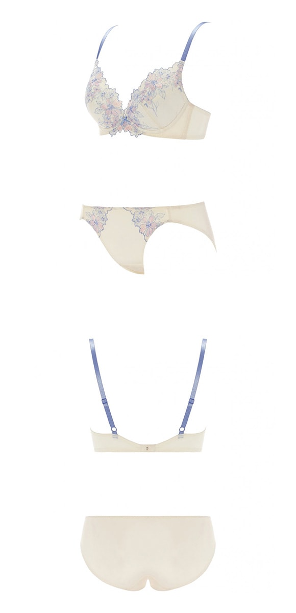 アモスタイル AMST529 デコルテビューティブラ フローラルハーモニー ブラセット ブラジャー ショーツ セット EF 大きいサイズ AMOSTYLE